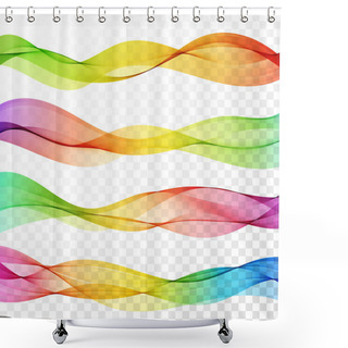 Personality  Set Of Abstract Colorful Wave Isolated Shower Curtains
