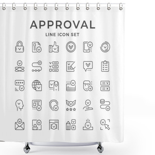 Personality  Set Line Icons Of Approval Shower Curtains