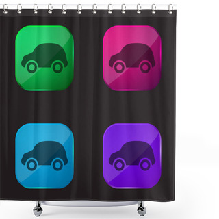 Personality  Black Car Four Color Glass Button Icon Shower Curtains
