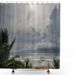 Personality  Stormy Sky Over Sea Shower Curtains