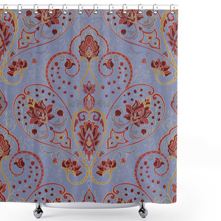 Personality  Blue And Red Pattern With Ornamental Flowers. Traditional Oriental Floral Background. Design For Wallpaper, Textile, Carpet And Any Surface. Shower Curtains