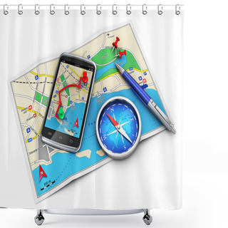 Personality  GPS Navigation, Travel And Tourism Concept Shower Curtains