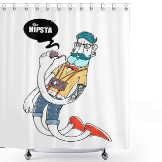 Personality  Hipster Graffiti Character Shower Curtains