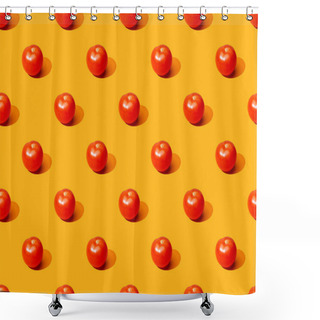Personality  Fresh Tomatoes On Orange Colorful Background, Seamless Pattern Shower Curtains