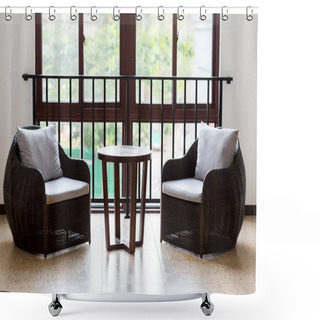 Personality  Armchairs And Coffee Table Shower Curtains