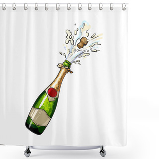 Personality  Champagne Bottle With Cork Popping Out Shower Curtains