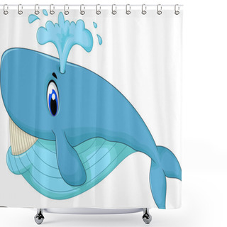 Personality  Cute Blue Cartoon Whale Smiling Shower Curtains