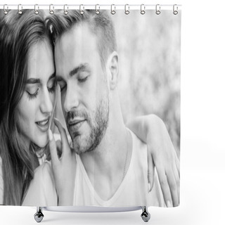 Personality  Attractive Couple. Sexual Attraction. Relaxing With Darling. Lovers Cuddling. Couple In Love. Trust And Intimacy. Sensual Hug. Love Romance Concept. Romantic Date. Handsome Man Pretty Girl In Love Shower Curtains
