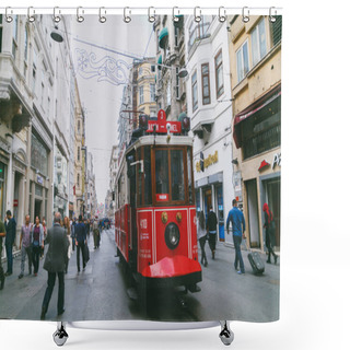 Personality  Red Tram Shower Curtains