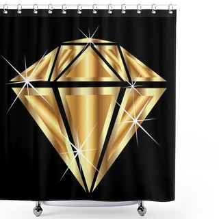 Personality  Diamond In Gold With Bling Bling Vector Shower Curtains
