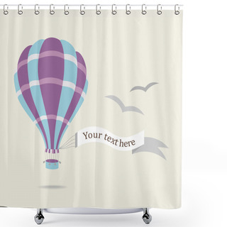 Personality  Vector Illustration Of Hot Air Balloon On The Sky Shower Curtains