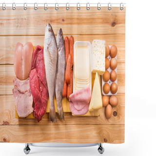 Personality  Great Food, Proteins Shower Curtains