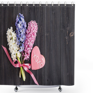 Personality   Fresh  Hyacinths And Biscuits In The Shape Of A Heart Shower Curtains