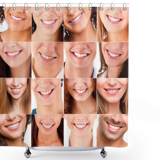 Personality  Collage Of Different Smiles Shower Curtains