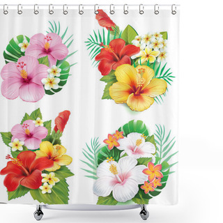 Personality  Arrangement From Hibiscus Flowers Shower Curtains