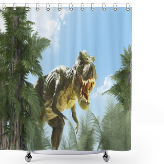 Personality  Dinosaur In Landscape Shower Curtains
