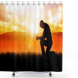 Personality  Morning Pray At Beautiful Landscape Shower Curtains