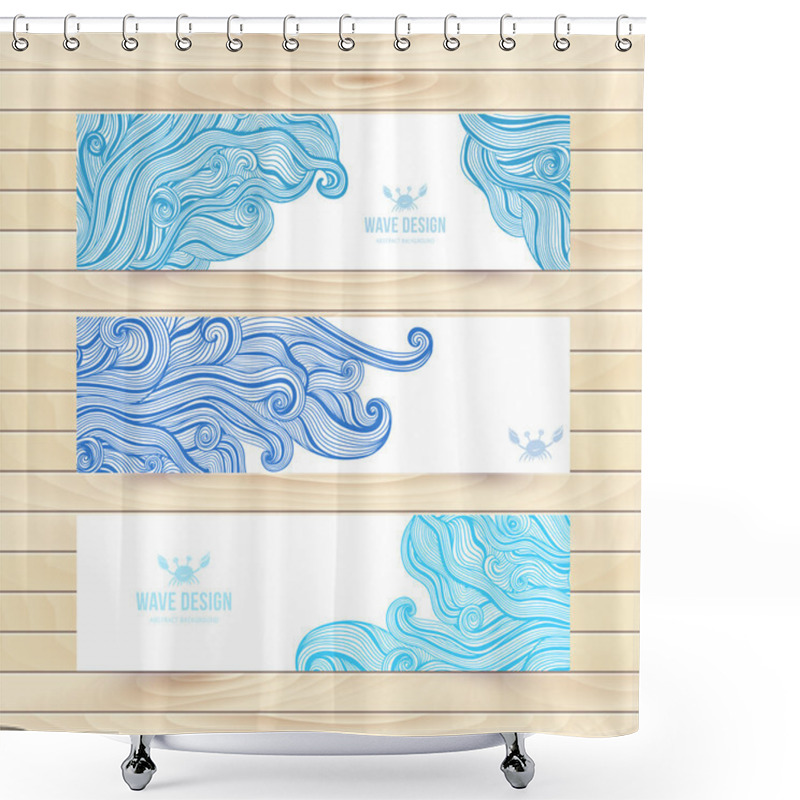 Personality  Banners With Ocean Waves Shower Curtains