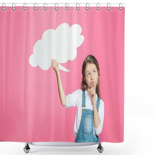 Personality  Little Girl With Speech Bubble  Shower Curtains
