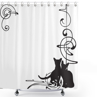 Personality  Frame With A Pattern And Cats Shower Curtains
