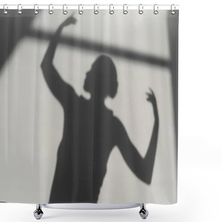 Personality  Shadow Of Ballerina On Grey Background  Shower Curtains