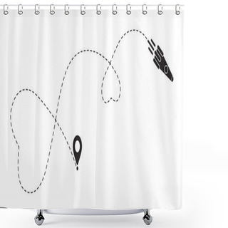 Personality  Love Rocket Route. Romantic Travel, Heart Dashed Line Trace And Cosmos Routes. Heart Shuttle Path, Flight Air Dotted Love Valentine Day Drawing Isolated Vector Shower Curtains