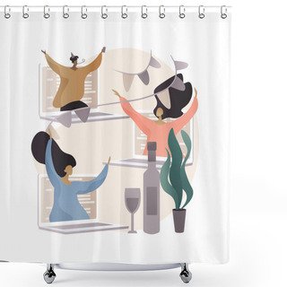 Personality  Self-isolation Party Abstract Concept Vector Illustration. Shower Curtains