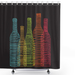 Personality  Isolated Abstract Spiral Wine Bottles Shower Curtains