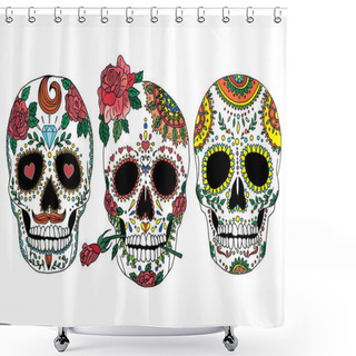 Personality  Painted Skull Pattern In Mexican Style Shower Curtains