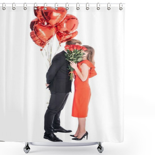 Personality  Couple With Roses And Balloons Shower Curtains