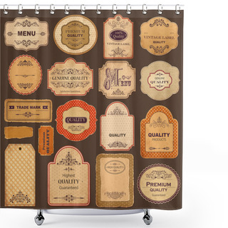 Personality  Vector Collection: Vintage And Retro Labels Shower Curtains
