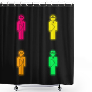 Personality  Architect Four Color Glowing Neon Vector Icon Shower Curtains