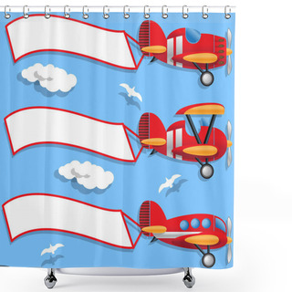Personality  Set Of Aircraft With Ribbon. Shower Curtains