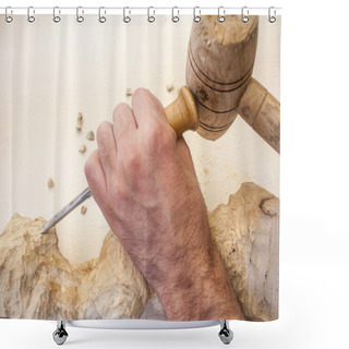 Personality  Wood Carving Shower Curtains