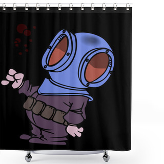 Personality  Cartoon Deep Sea Diver Shower Curtains
