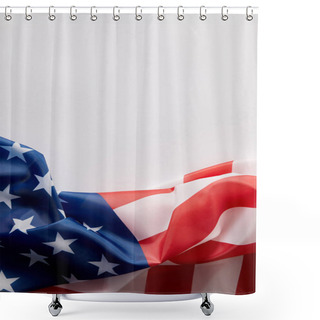Personality  Top View Of United States Of America Flag On White Surface  Shower Curtains