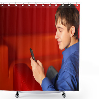 Personality  Teenager With Phone Shower Curtains