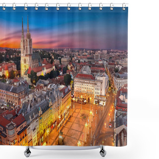 Personality  Zagreb Croatia At Sunset. View From Above Of Ban Jelacic Square Shower Curtains