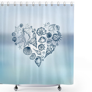 Personality  Heart Of Sea Shells.  Summer Holidays. Shower Curtains