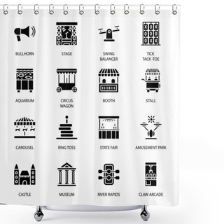 Personality  Tags Entertainment Industry And Amusement Glyph Icons - Solid - Vector Shower Curtains