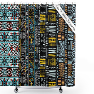 Personality  Ethnic Seamless Pattern. Tribal Motifs. Aztec, Mexican, Navajo, African Motifs. Textile Rapport. Shower Curtains
