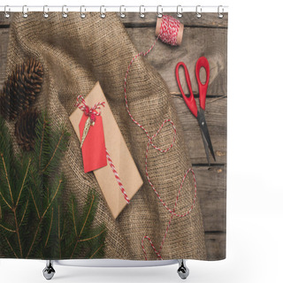 Personality  Christmas Gift On Sackloth Shower Curtains