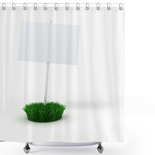 Personality  3d Blank Board On A Patch Of Green Fresh Grass Shower Curtains