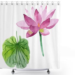 Personality  Beautiful Purple Lotus Flower Isolated On White. Watercolor Background Illustration. Watercolour Drawing Fashion Aquarelle Isolated Lotus Flower Illustration Element Shower Curtains