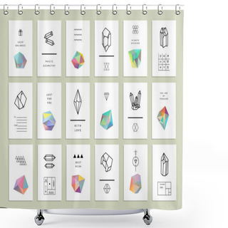 Personality  Collection Of Creative Cards. Set Of Crystals In Polygon Style Shower Curtains
