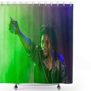 Personality  DJ With Microphone On Concert Shower Curtains