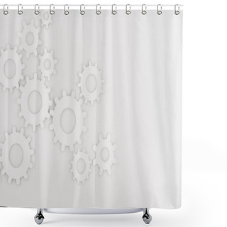Personality  Top View Of Round Gears Isolated On White Shower Curtains