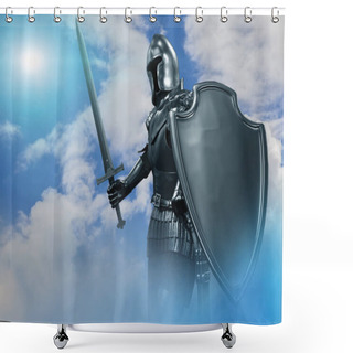 Personality  Knight In Armor With Sword In Hand 3D Render Shower Curtains