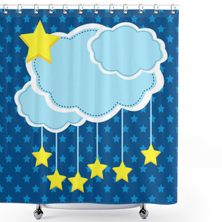 Personality  Night Background With Paper Clouds And Stars. Shower Curtains