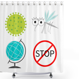 Personality  Virus Zika Icon Set Shower Curtains